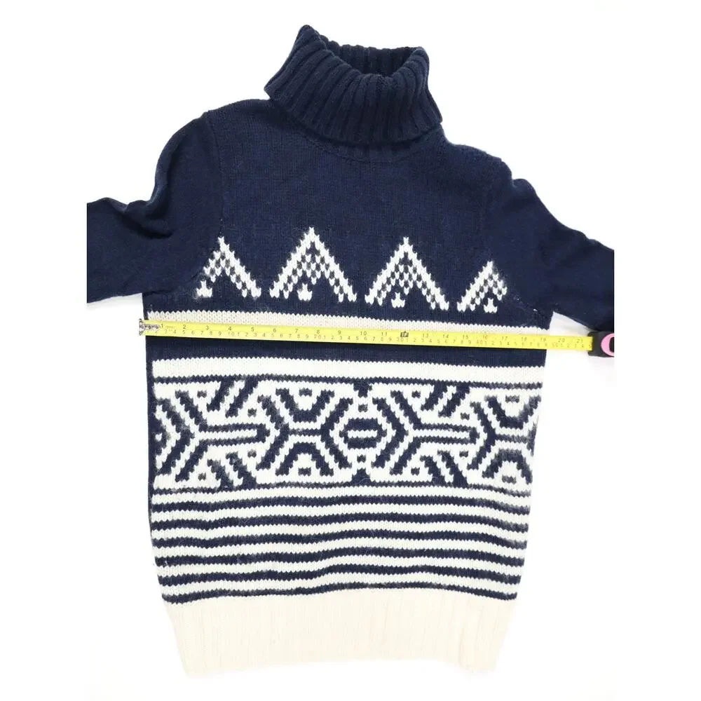 Après Ski Nordic J.Crew Alpine Wool Mohair Turtleneck Sweater Navy Cabincore S